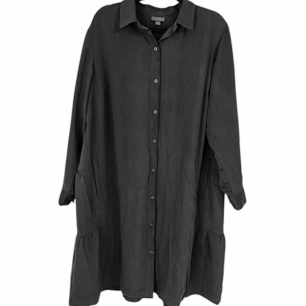J Jill Wearever Collection Black Tiered Back Shirtdress